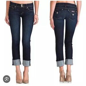 Hudson Ginny Crop Straight With Cuff Dark Wash Low Waist Flap Back Pockets